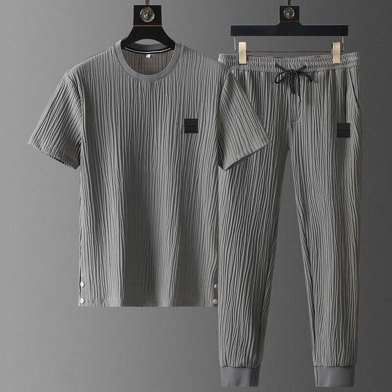 Men's Textured Tracksuit Set - Relaxed Fit