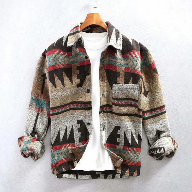 Southwestern Aztec Print Shirt Jacket