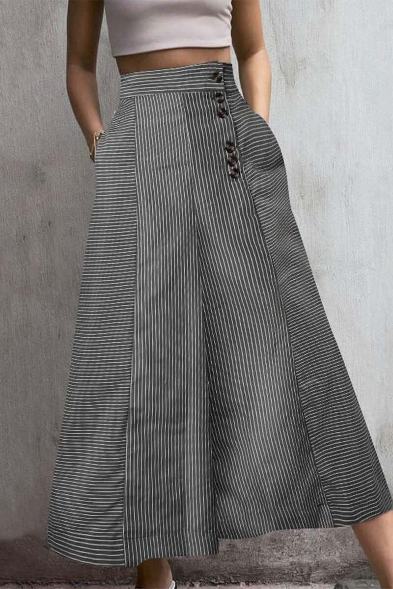 Women's Striped High-Waist Wide Leg Pants