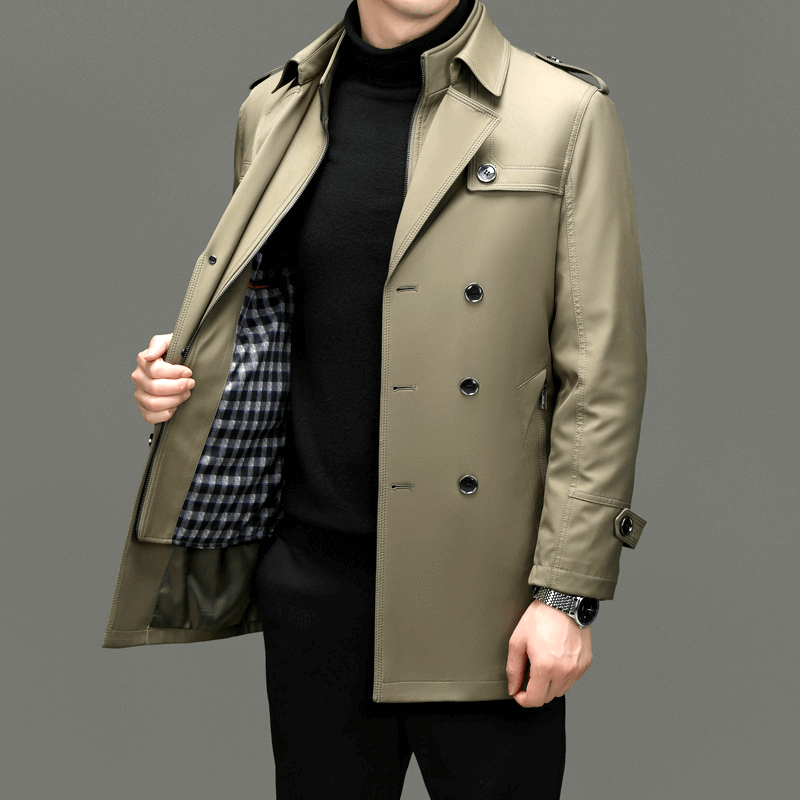 Men's Double-Breasted Trench Coat