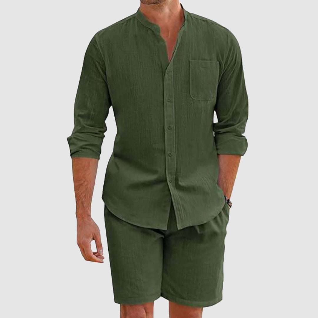 Men's Cotton Blend Shirt & Shorts Set