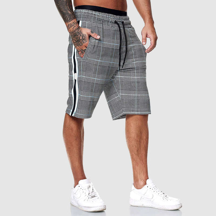 Men's Checked Drawstring Shorts with Elasticated Waist