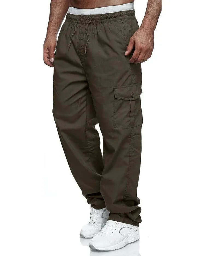 Men's Loose Fit Cargo Trousers with Elastic Waist
