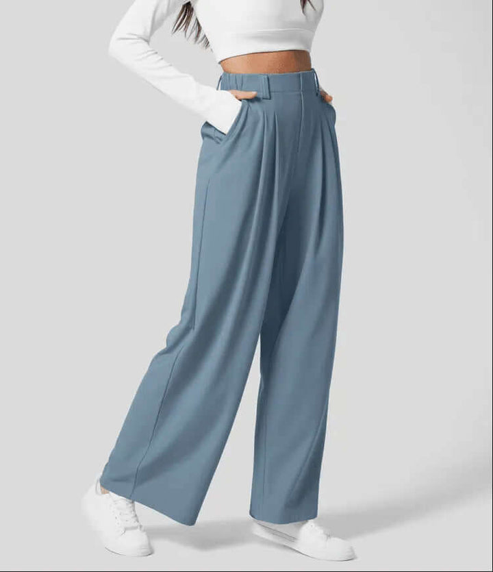 Women's Wide Leg Trousers - High Waist Tailored Fit