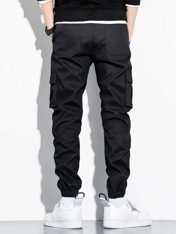 Men's Elastic Waist Cargo Pants with Multiple Pockets