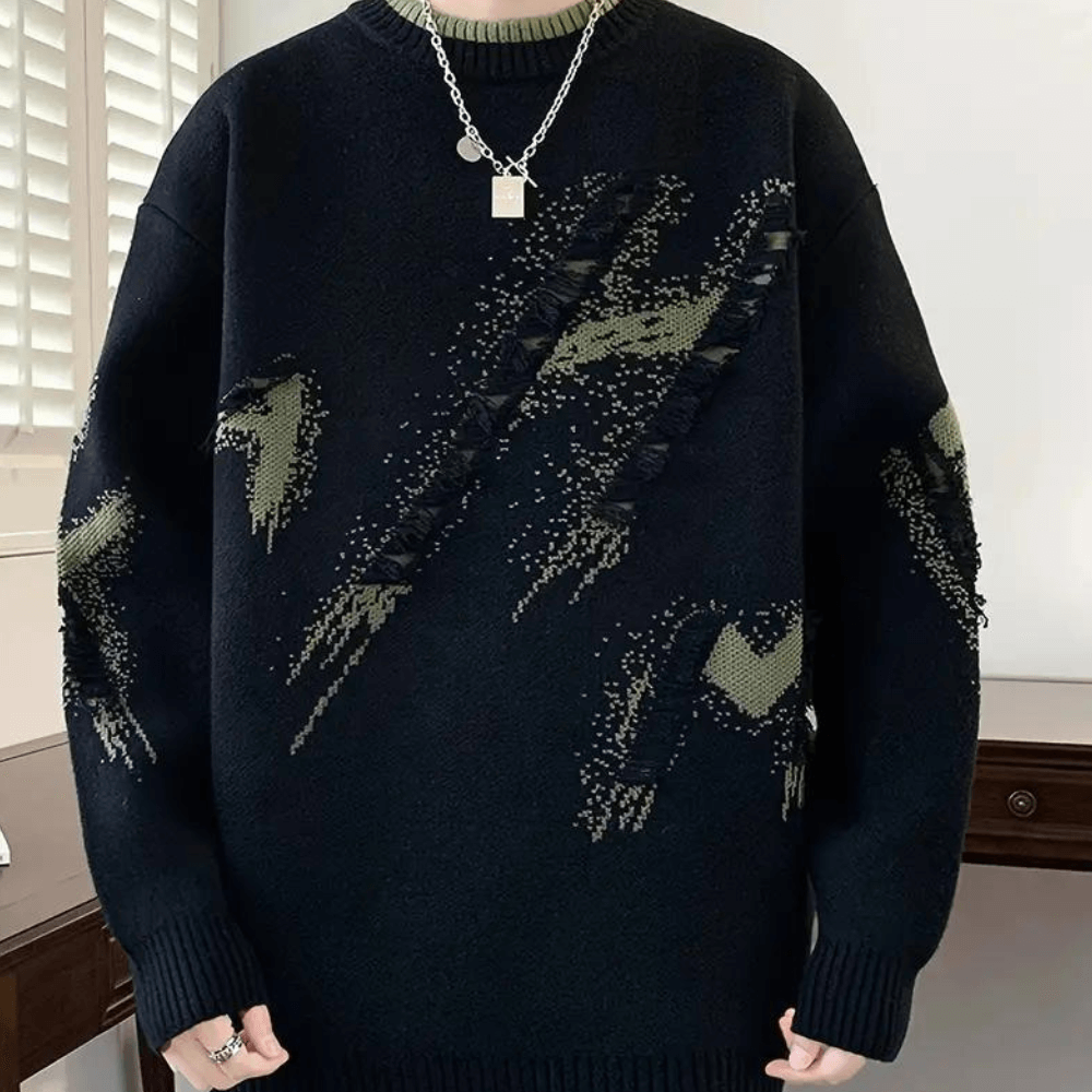 Men's Distressed Knitted Sweater