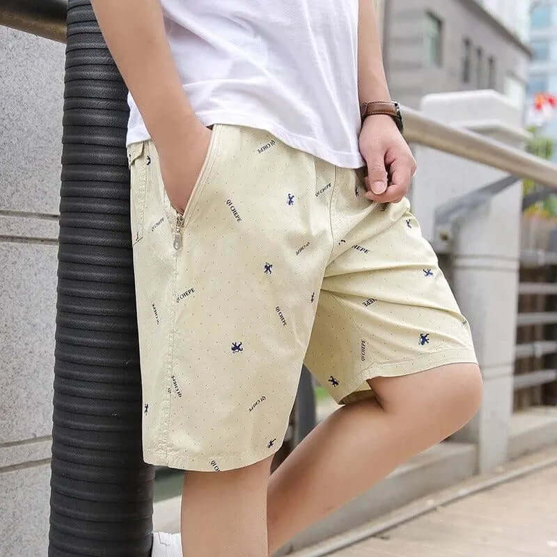 Men's Cotton Blend Casual Shorts with Zipper Pocket