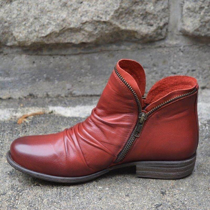 Women's Leather Zip-Up Ankle Boots