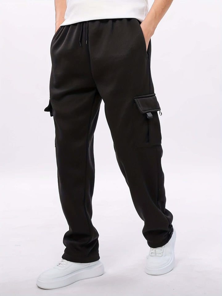 Men's Fleece Cargo Joggers with Multiple Pockets