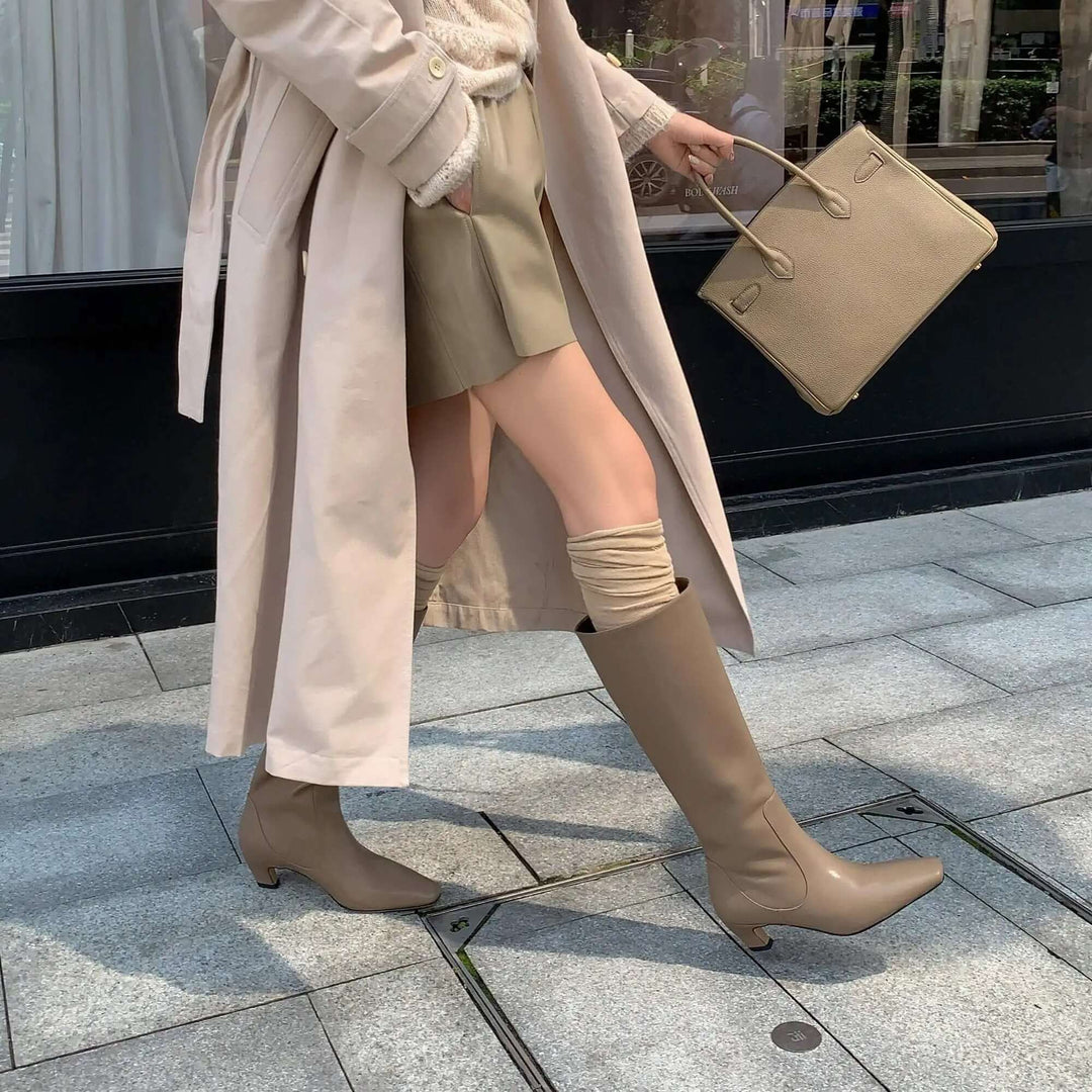 Elegant Women's Leather Knee High Boots