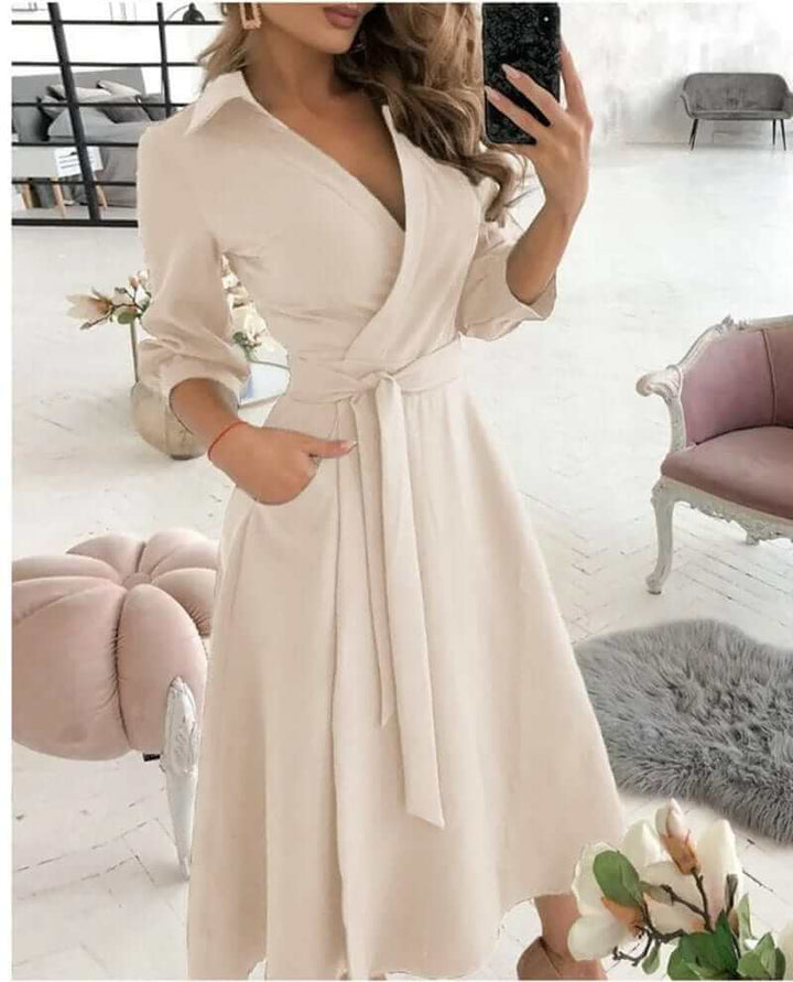 Women's Elegant Wrap Midi Dress