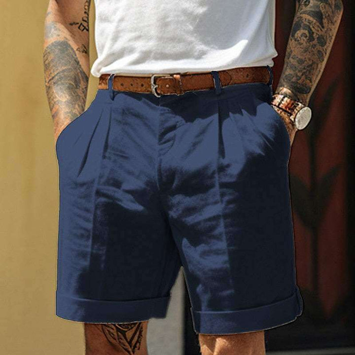 Men's Linen Blend Pleated Shorts