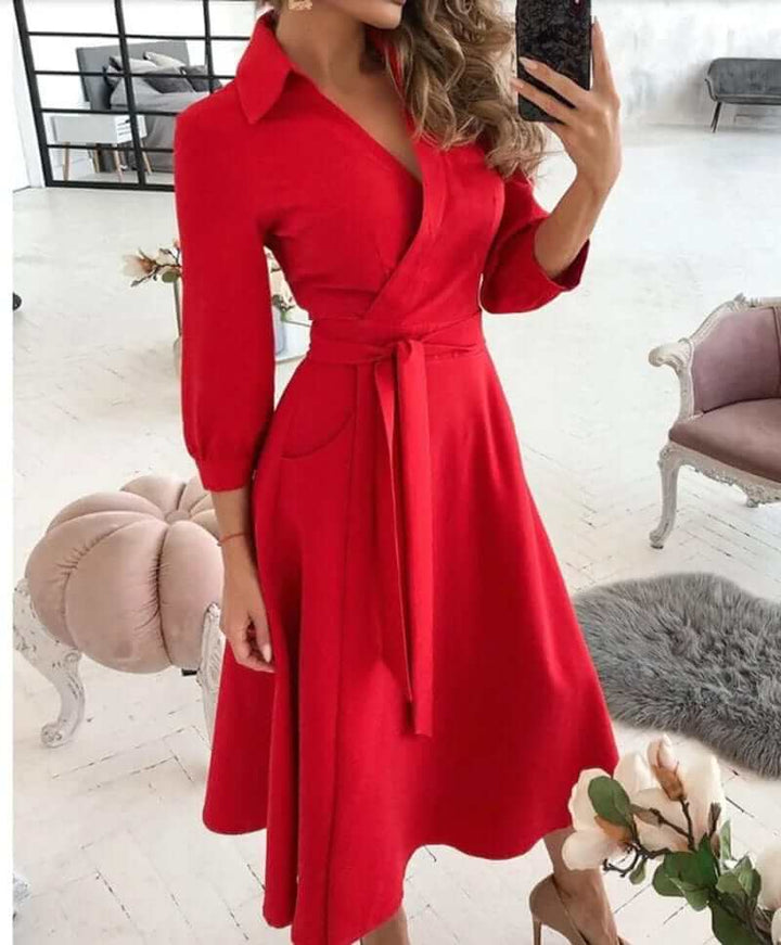 Women's Elegant Wrap Midi Dress
