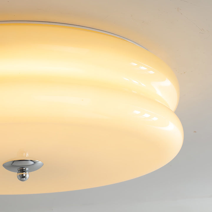 "Art Deco ceiling light with integrated LED, featuring geometric design in iron, metal, and glass for vintage elegance."