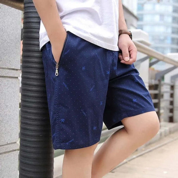Men's Cotton Blend Casual Shorts with Zipper Pocket