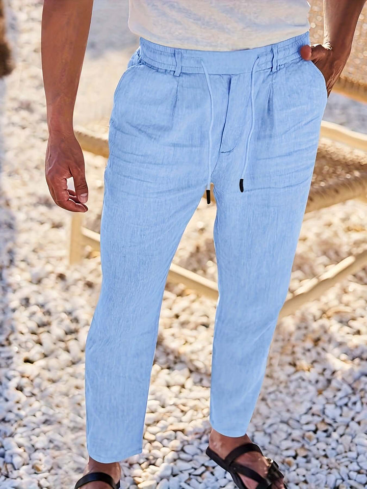 Men's Relaxed Fit Drawstring Linen Pants