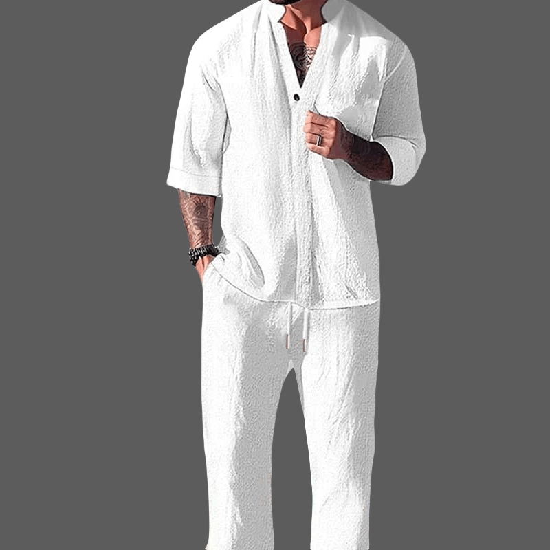 Men's Cotton Linen Loungewear Set