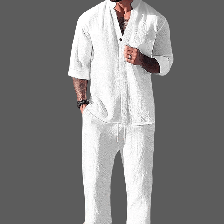 Men's Cotton Linen Loungewear Set