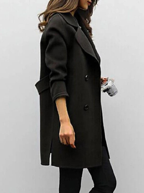 Double-Breasted Wool Blend Winter Coat