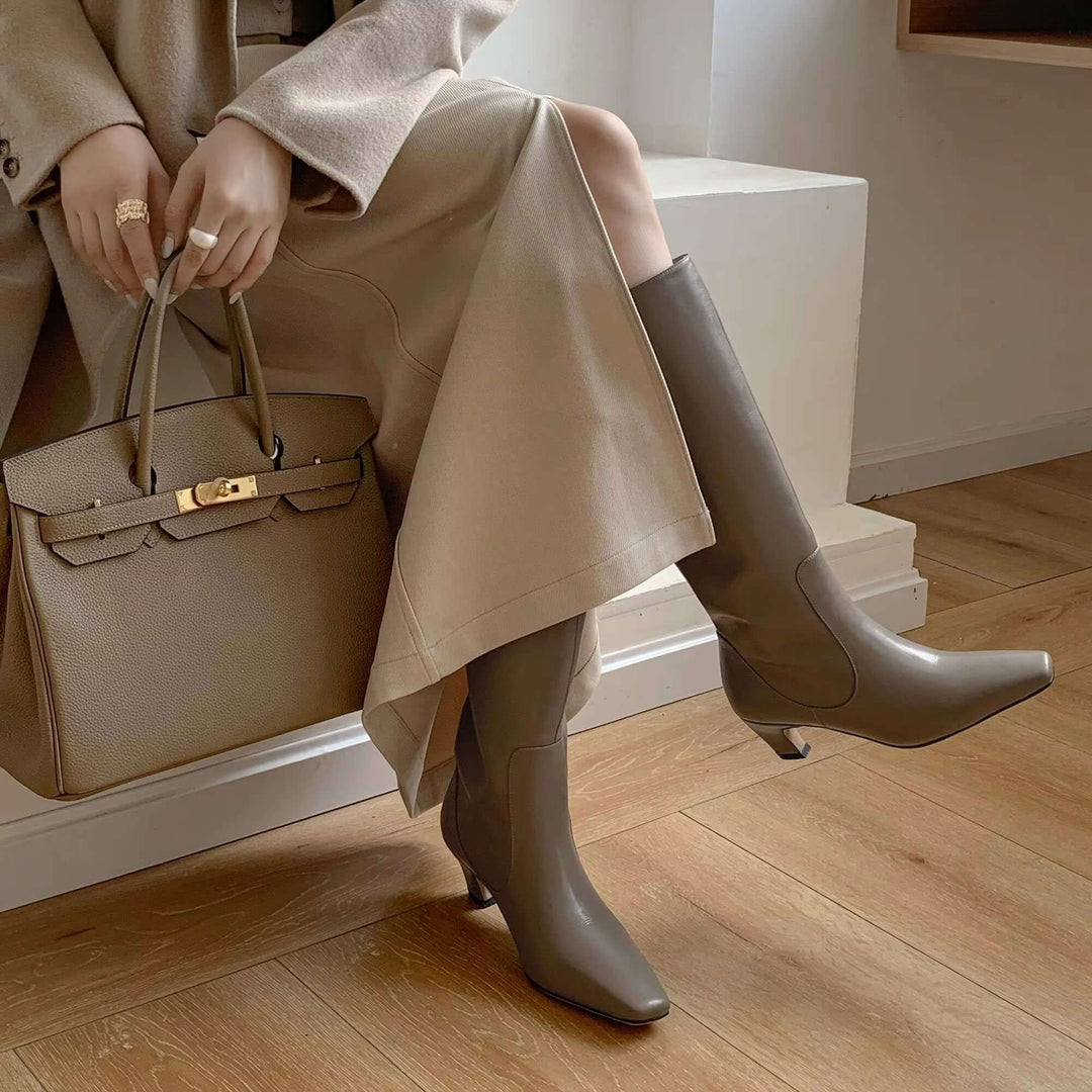 Elegant Women's Leather Knee High Boots