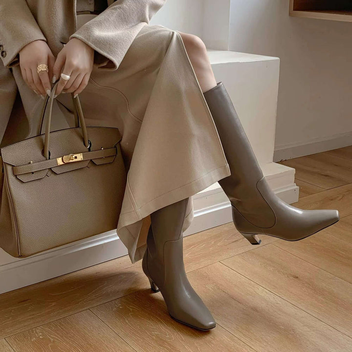 Elegant Women's Leather Knee High Boots