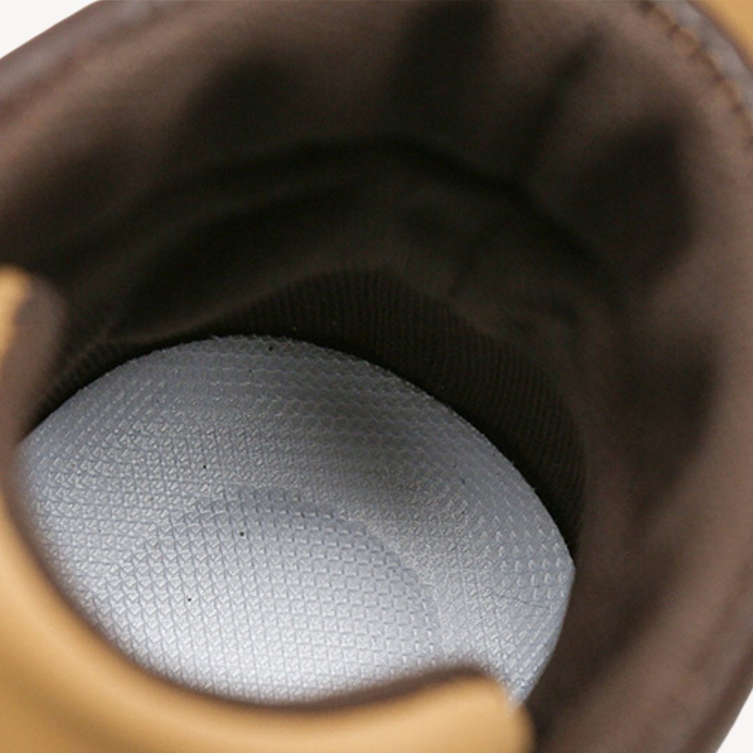 "Brown men's durable leather boots with cushioned insole, rugged sole, lace-up closure, and sleek design; ideal for outdoor u