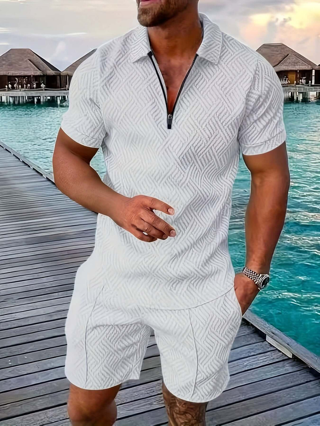 Men's Geometric Print Summer Set