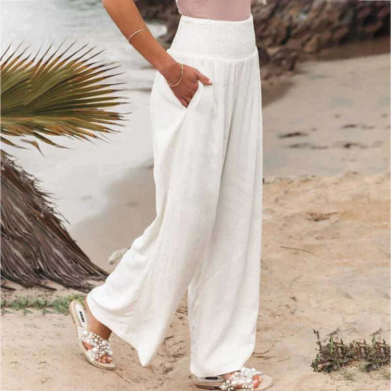 Wide Leg Linen Trousers