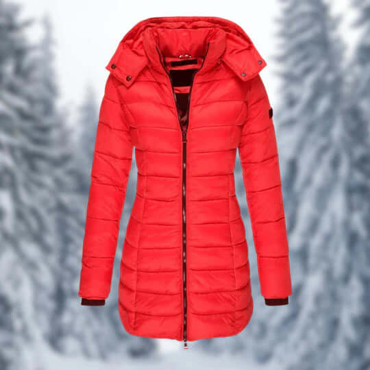 Women's Mid-Length Winter Coat with Detachable Hood