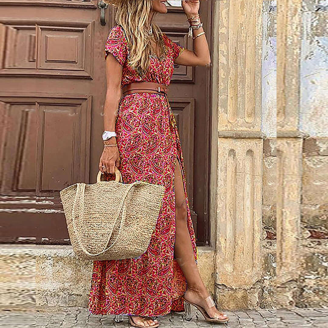 Bohemian Maxi Dress with Side Slit