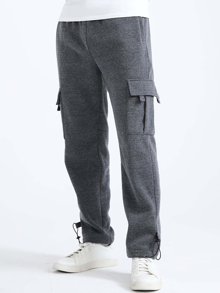 Men's Fleece Cargo Joggers with Multiple Pockets