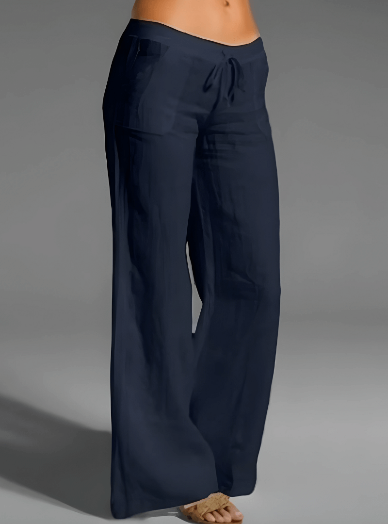 Women's Linen Blend Wide Leg Trousers