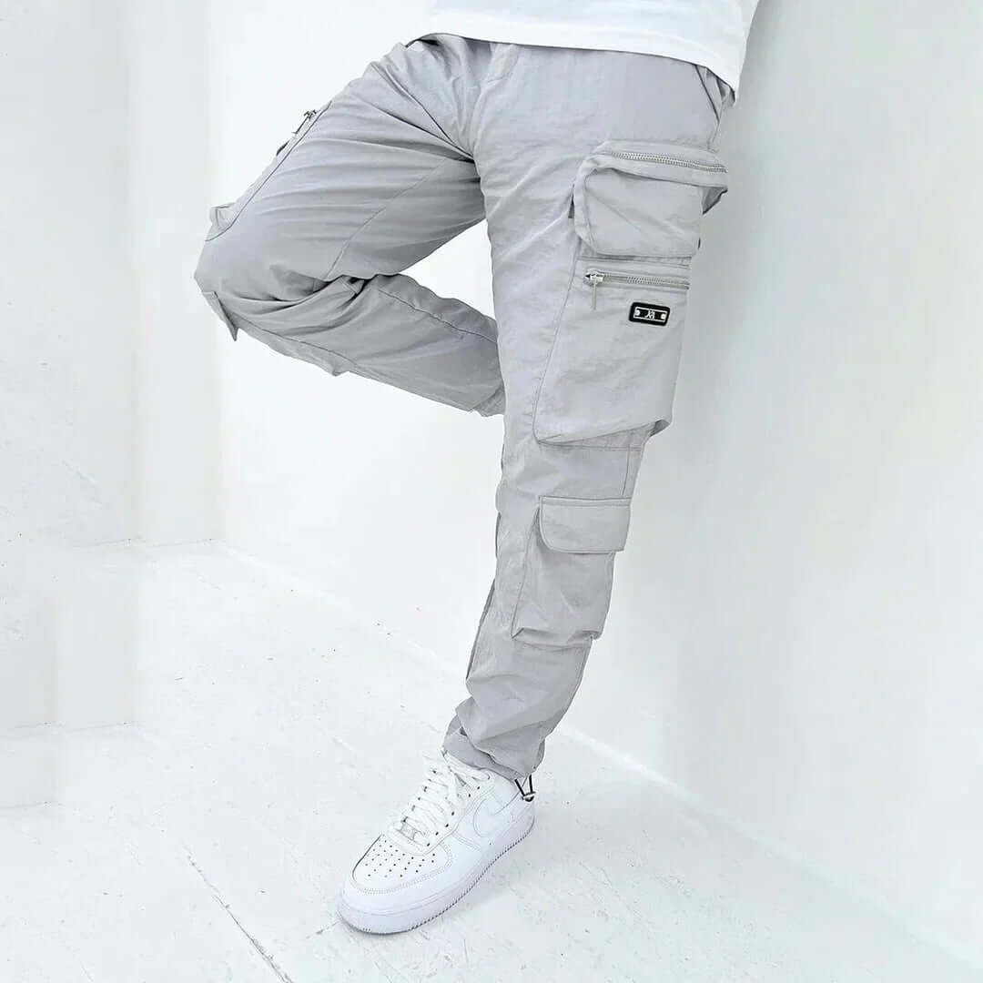 Men's Tapered Cargo Trousers with Multiple Pockets