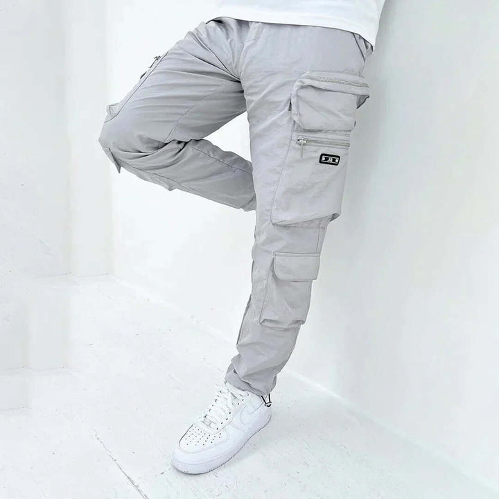 Men's Tapered Cargo Trousers with Multiple Pockets