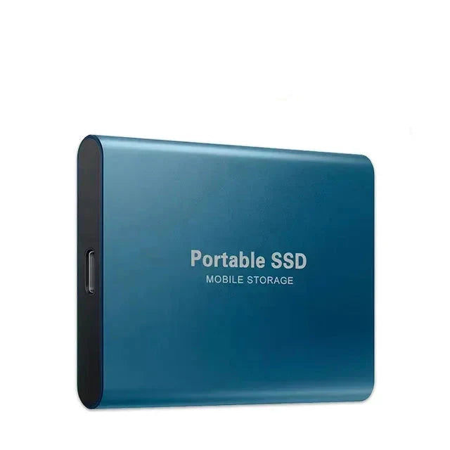 "Compact black portable SSD for fast data transfer, 1-4 TB, USB-C connectivity, sleek design, durable for on-the-go use."