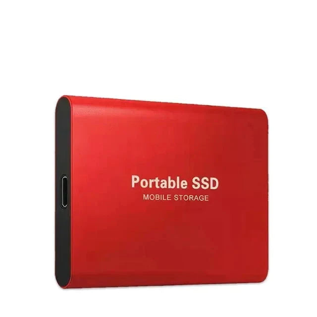 "Compact black portable SSD for fast data transfer, 1-4 TB, USB-C connectivity, sleek design, durable for on-the-go use."
