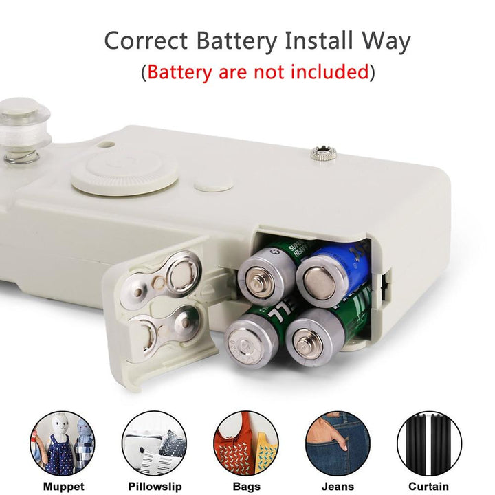 "Compact, portable handheld mini sewing machine for quick repairs and crafts, battery-operated for on-the-go convenience."