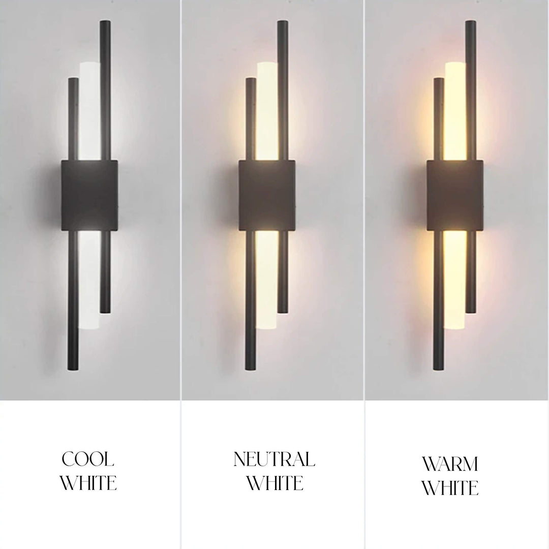 "Contemporary frosted glass wall lamp with dual lights, gold finish, featuring Italian-inspired design and soft illumination.