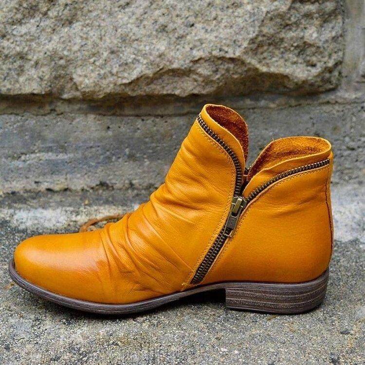 Women's Leather Zip-Up Ankle Boots