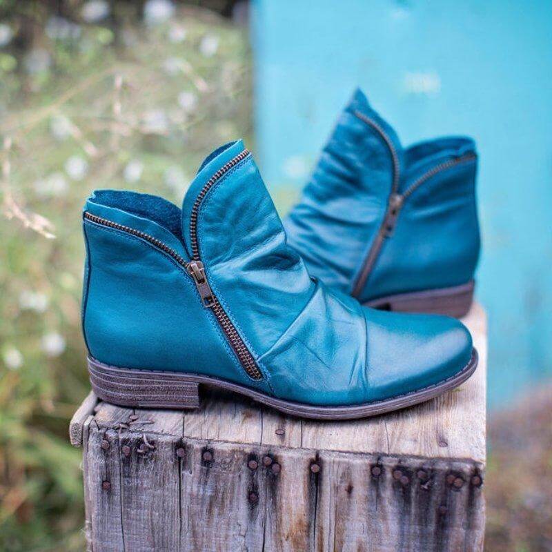 Women's Leather Zip-Up Ankle Boots