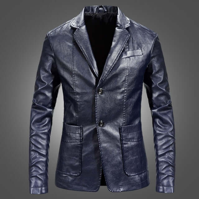 Men's Slim Fit PU Leather Blazer