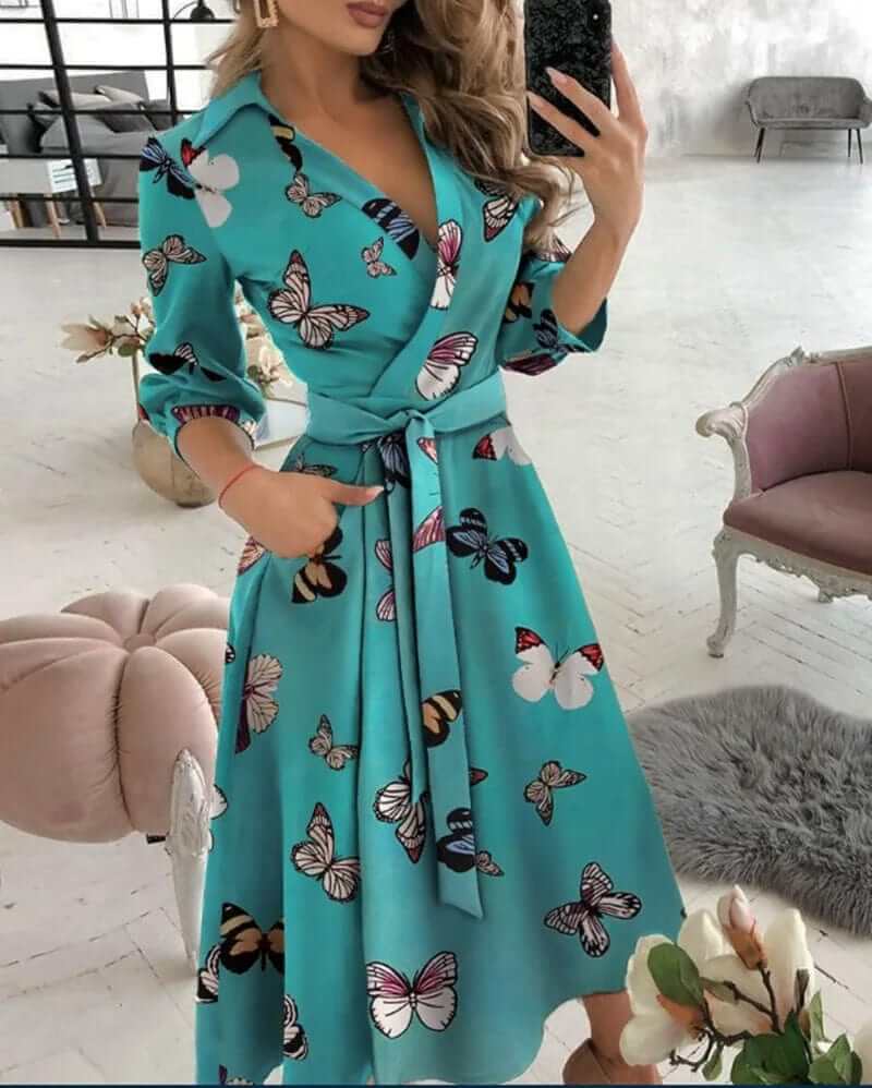 Women's Elegant Wrap Midi Dress