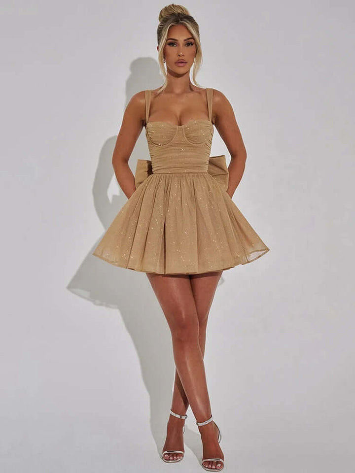 Women's Sleeveless A-Line Cocktail Dress with Bow Detail