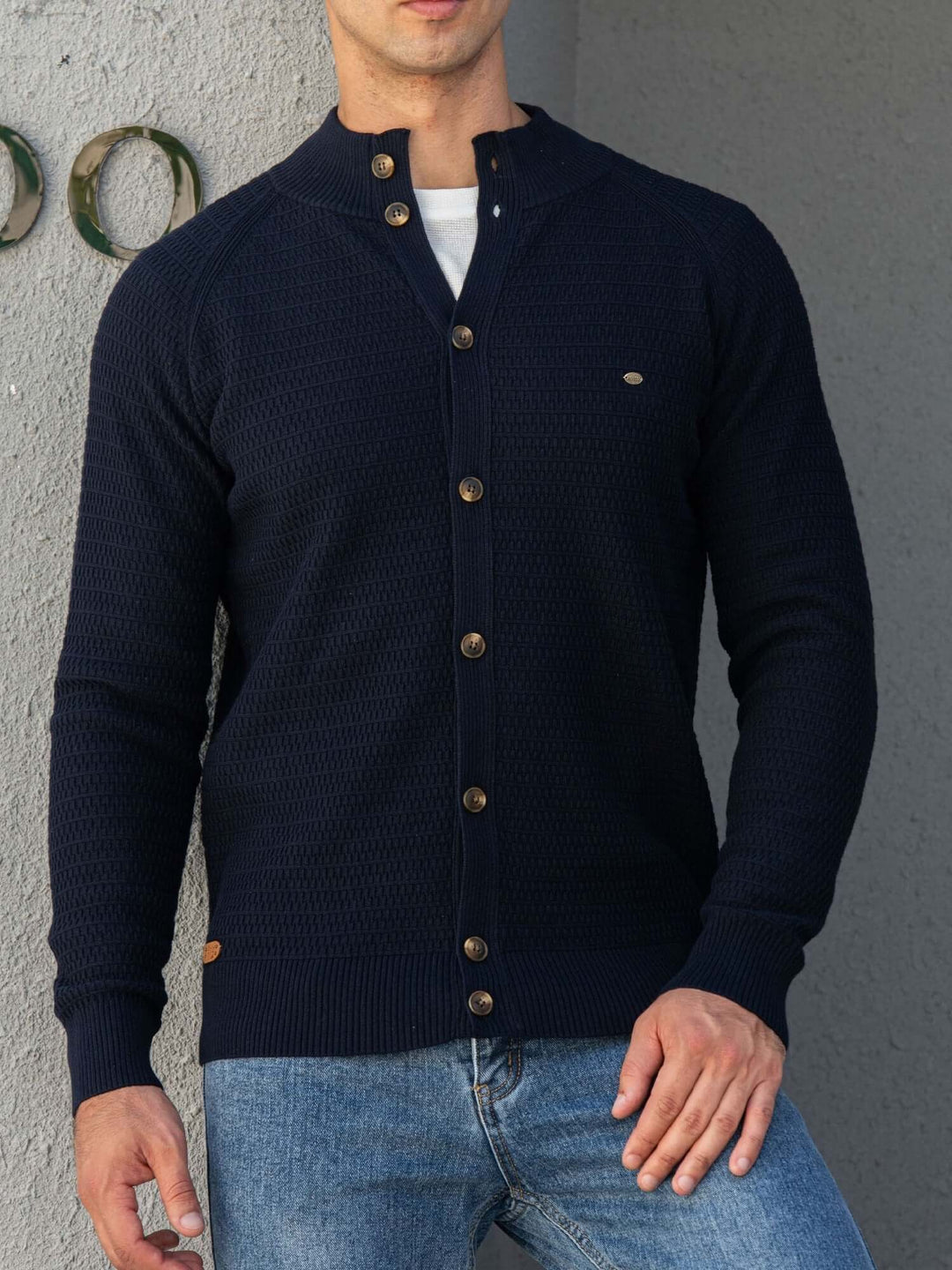 Men's Cotton Blend Knitted Cardigan Sweater