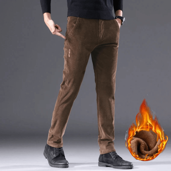 Men's Fleece-Lined Corduroy Winter Pants