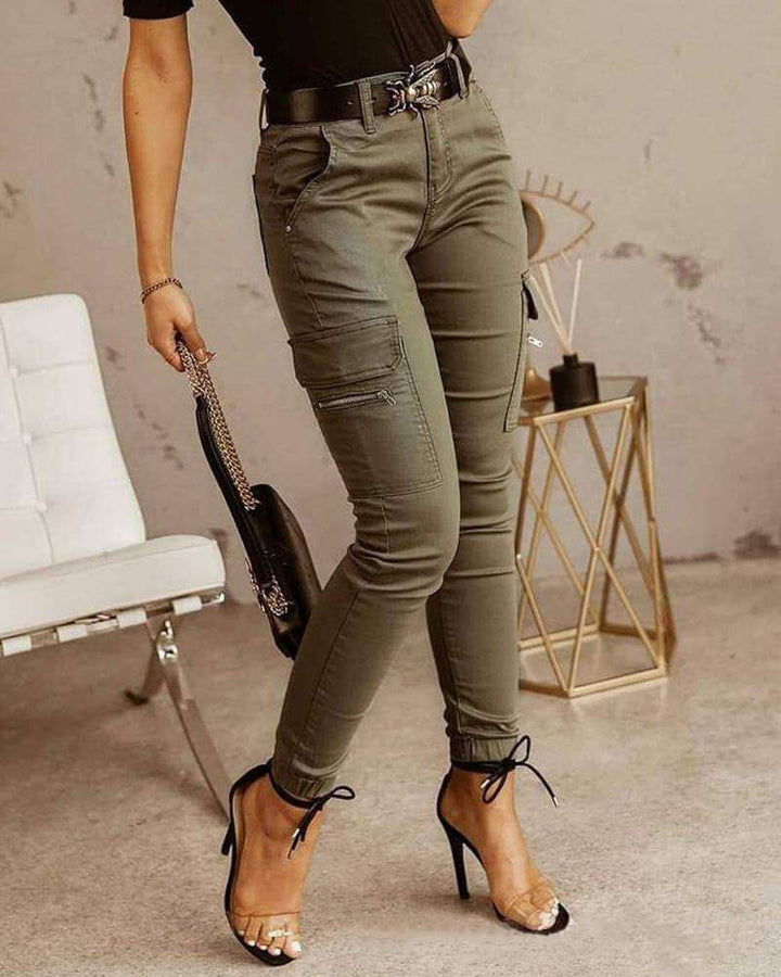 Slim Fit Cargo Trousers with Multiple Pockets