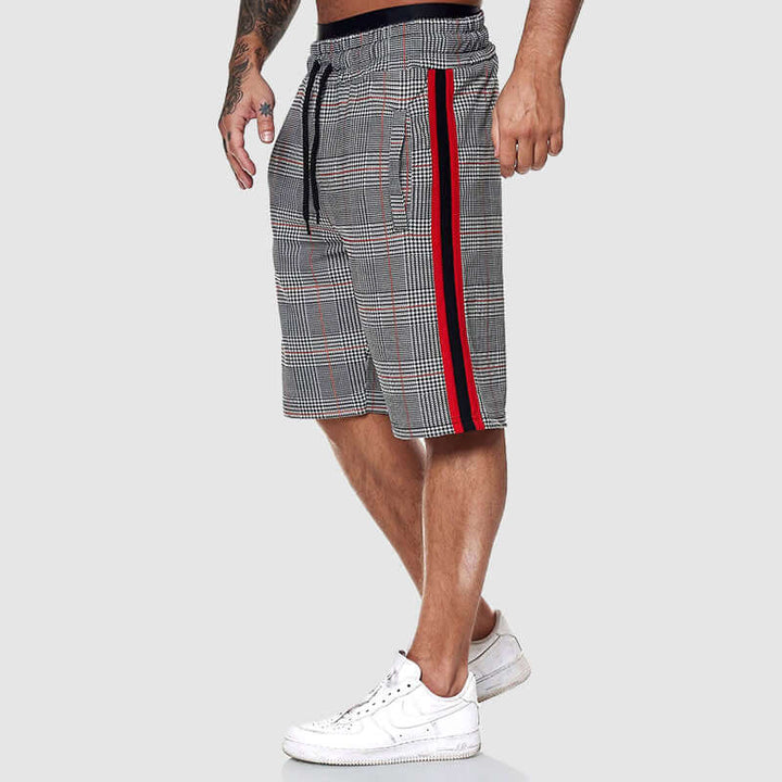Men's Checked Drawstring Shorts with Elasticated Waist
