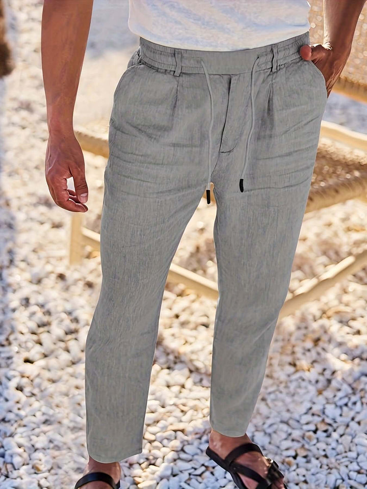 Men's Relaxed Fit Drawstring Linen Pants