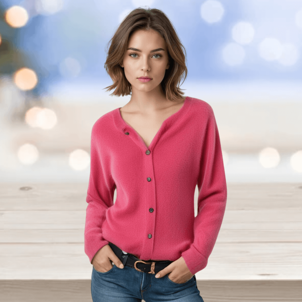 Women's Cashmere Cardigan with V-Neck