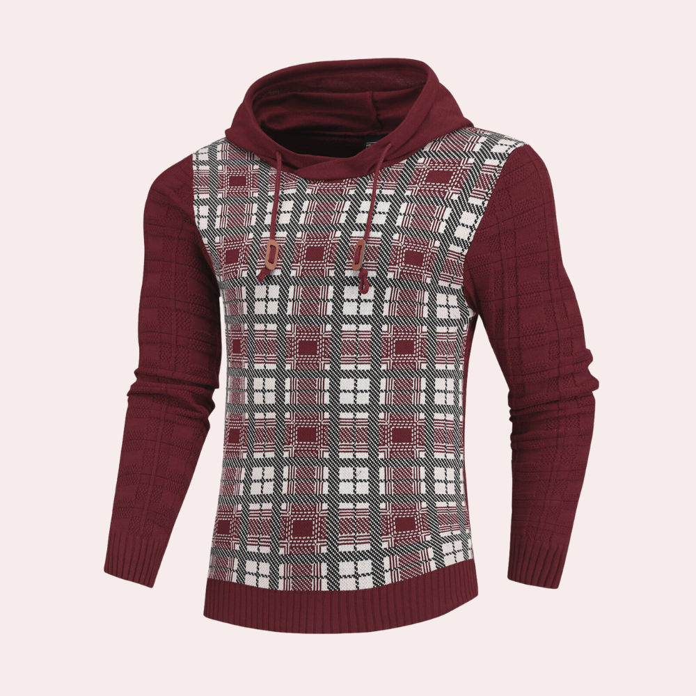 Men's Checkered Knit Sweater - Warm - Stylish